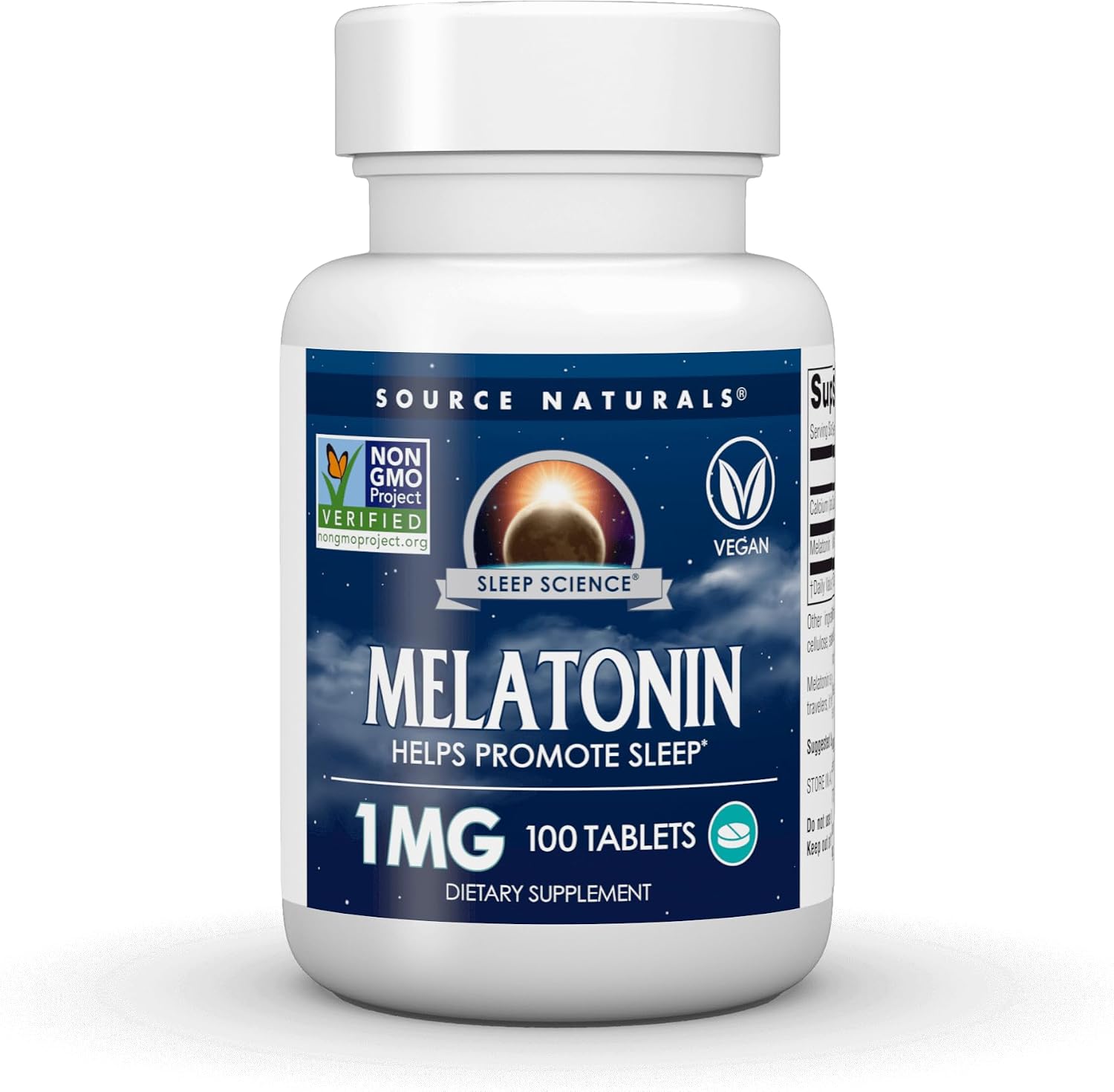 Source Naturals Melatonin, Helps Promote Sleep* - 1 mg - 100 Tablets