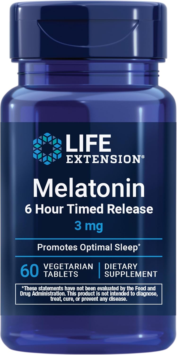 Life Extension Melatonin 6 Hour Timed Release, 3 mg, 60 Tablets