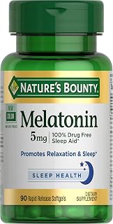 Nature's Bounty Melatonin, 100% Drug Free Sleep Aid, 5mg, 90 Softgels