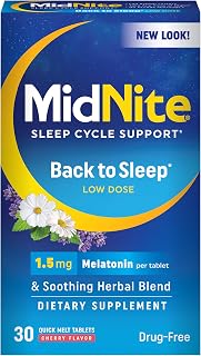MidNite Back to Sleep 1.5 mg Low Dose Melatonin Sleep Aid, 30 Tablets