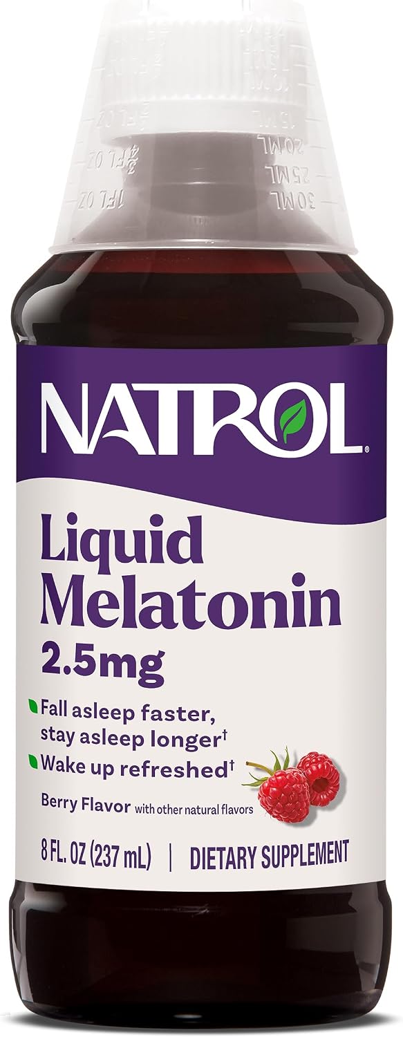 Natrol Liquid Melatonin for Adults, 2.5 mg, Berry-Flavored, 8 Fl Oz