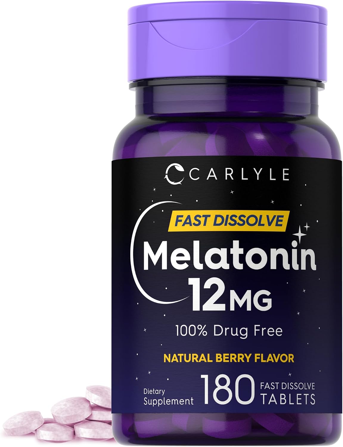 Carlyle Melatonin 12 mg Fast Dissolve 180 Tablets | Drug Free