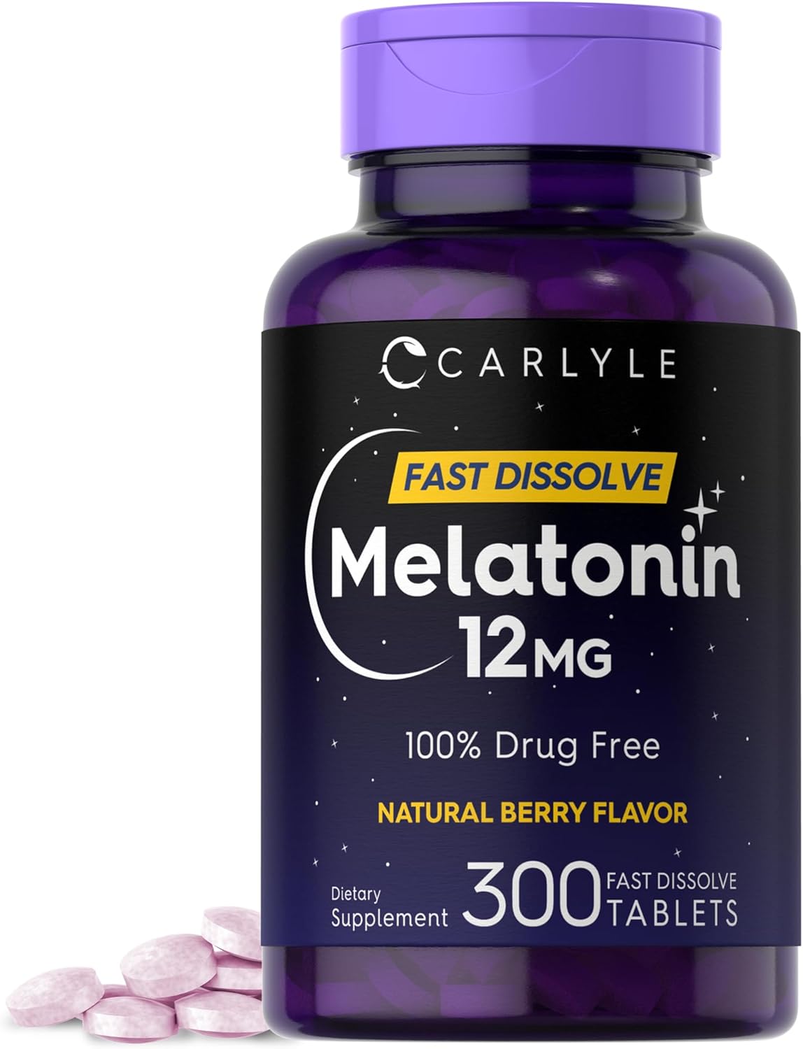 Carlyle Melatonin 12 mg Fast Dissolve 300 Tablets | Drug Free