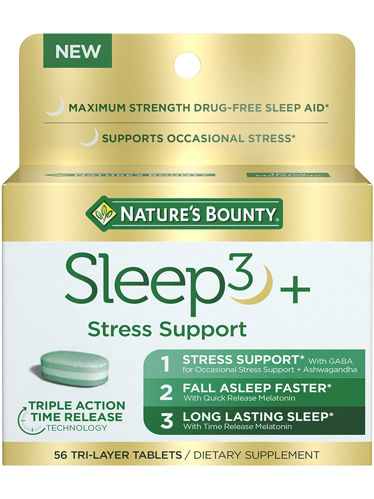 Nature's Bounty Stress Support Plus Melatonin, 56 Tri-Layered Tablets