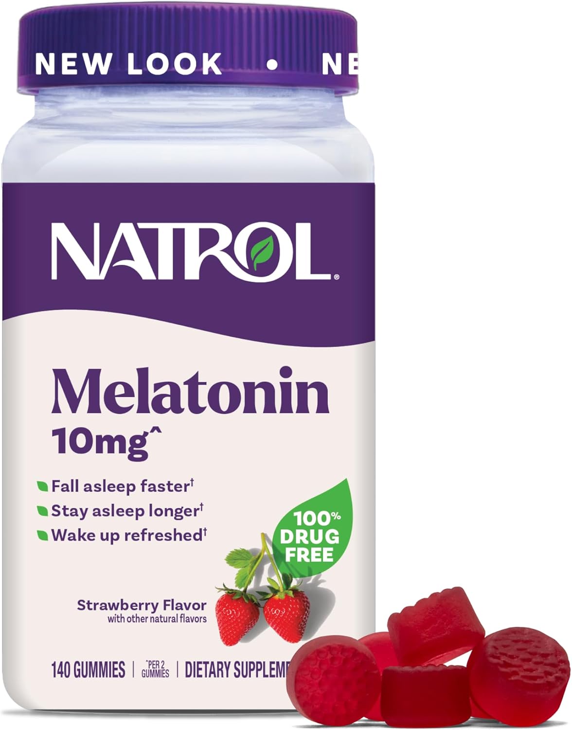 Natrol Melatonin 10 mg Gummies, Sleep Support for Adults, 140 Gummies packaging