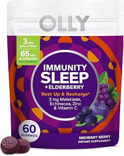 OLLY Immunity Sleep + Elderberry Gummies, Immune & Sleep Support*- 60 Count
