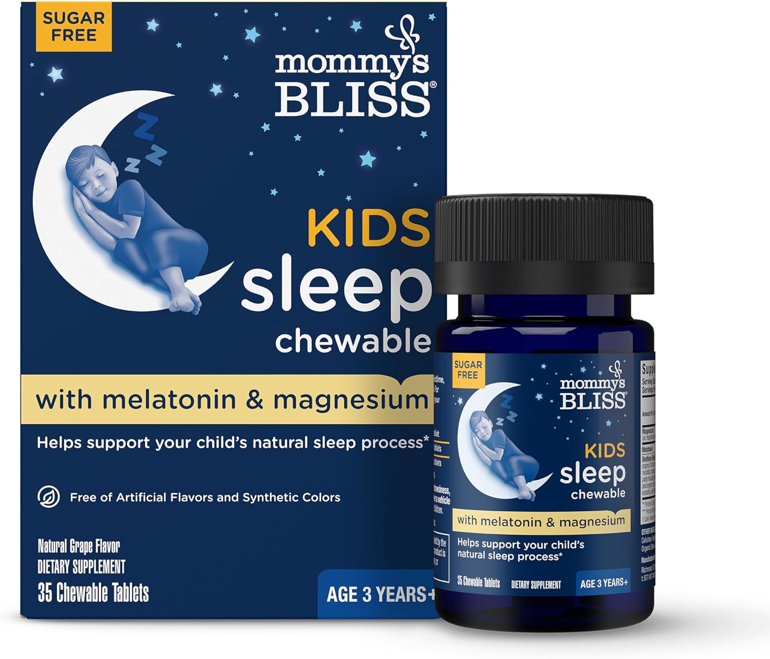Mommy's Bliss Kids Sleep Support Melatonin Chewable, Grape Flavor, 35 Ct