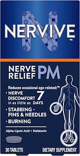 Nervive Nerve Relief PM, Occasional Nerve Discomfort II, Sleep Aid, Starts Working in 7 Days, Stabbing, Burning, Alpha Lipoic Acid, Melatonin, B Vitamins, Turmeric, Ginger, Nervive Supplement, 30 ct