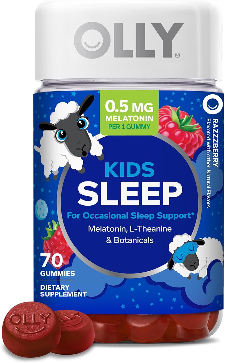 OLLY Kids Sleep, Occasional Sleep Support,* 0.5 mg Melatonin - 70 Count