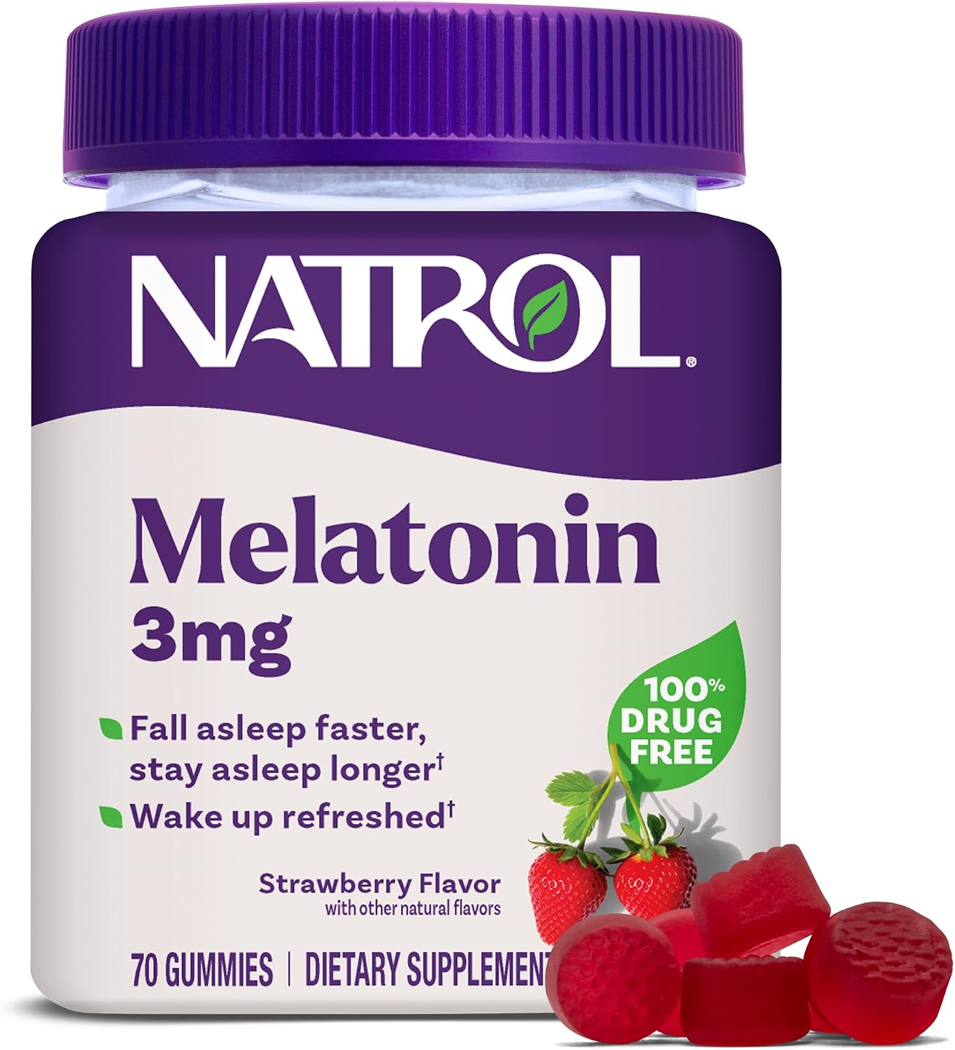 Natrol Melatonin 3 mg Gummies, Sleep Support for Adults, 70 Gummies