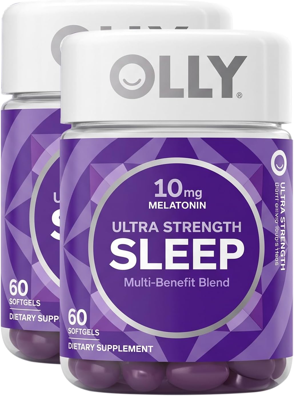 OLLY Ultra Strength Sleep Softgels, 10mg Melatonin, L-Theanine, Chamomile, Magnesium, Lemon Balm, Supports Deep Restful Sleep, Nighttime Sleep Aid, Non Habit-Forming - 60 Count (Pack of 2)