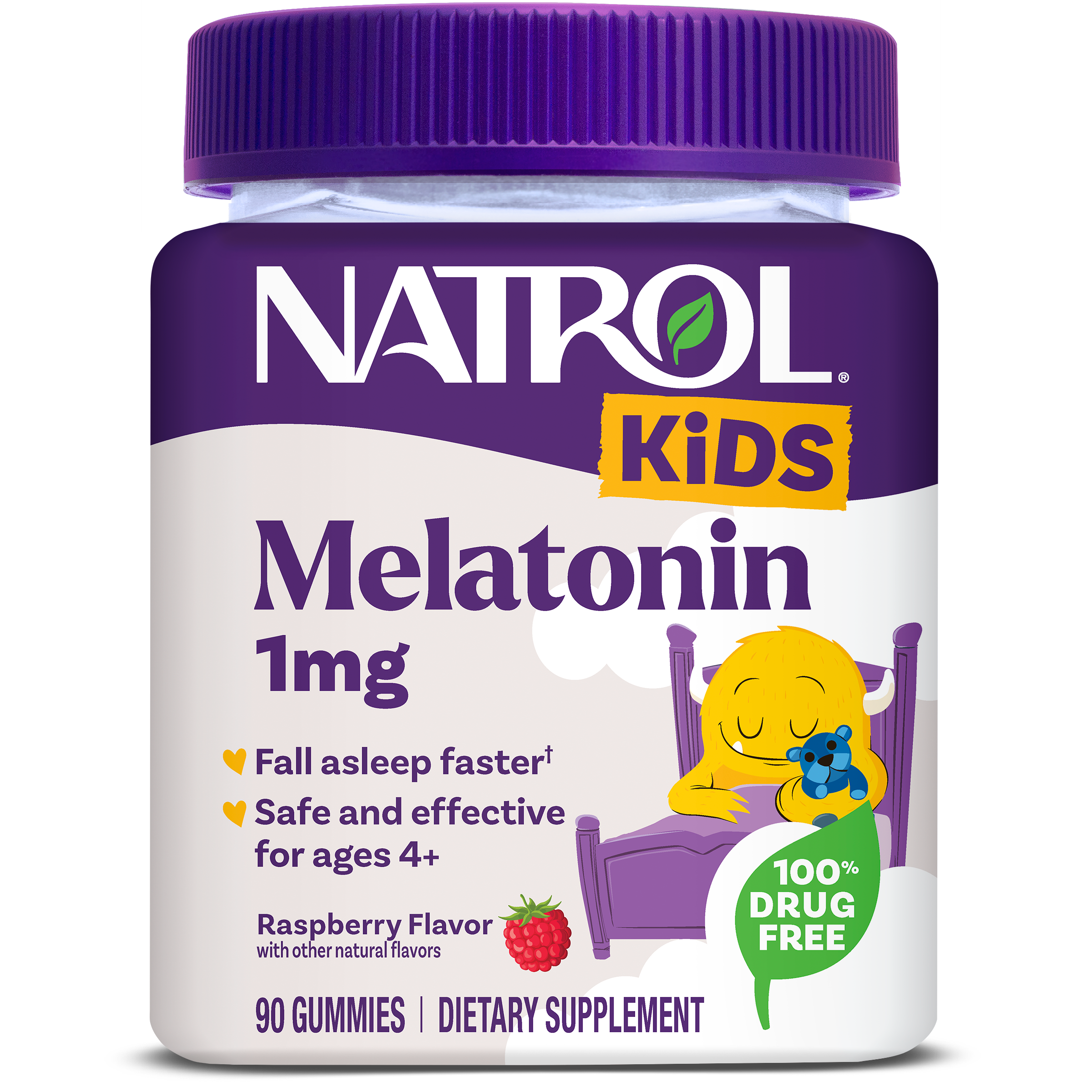 Natrol Kids Melatonin 1mg, 90 Raspberry-Flavored Gummies
