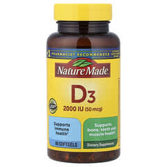 Nature Made Vitamin D3 2000 IU (50 mcg), 90 softgels packaging