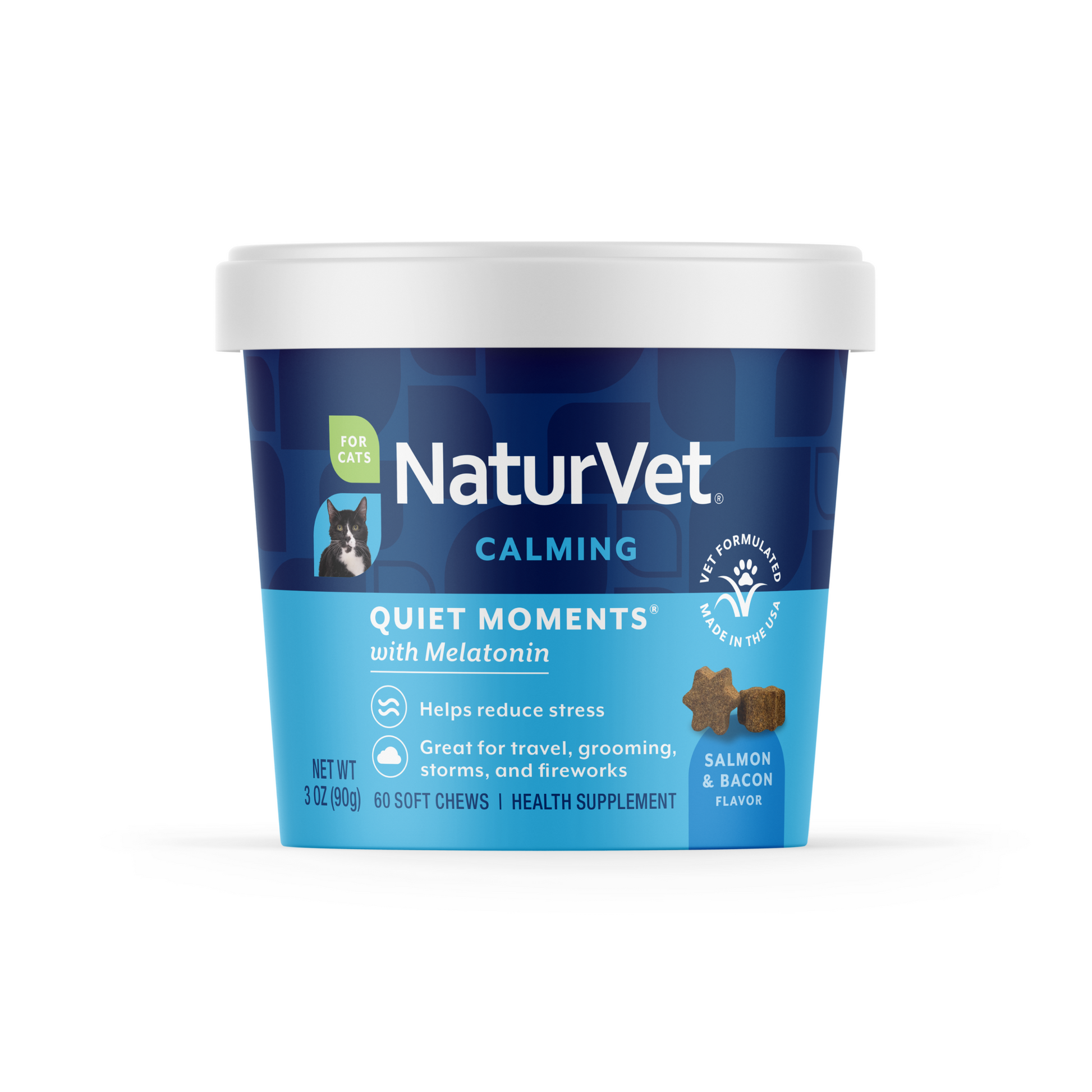 NaturVet Quiet Moments Calming Soft Chews for Cats, 60 Count