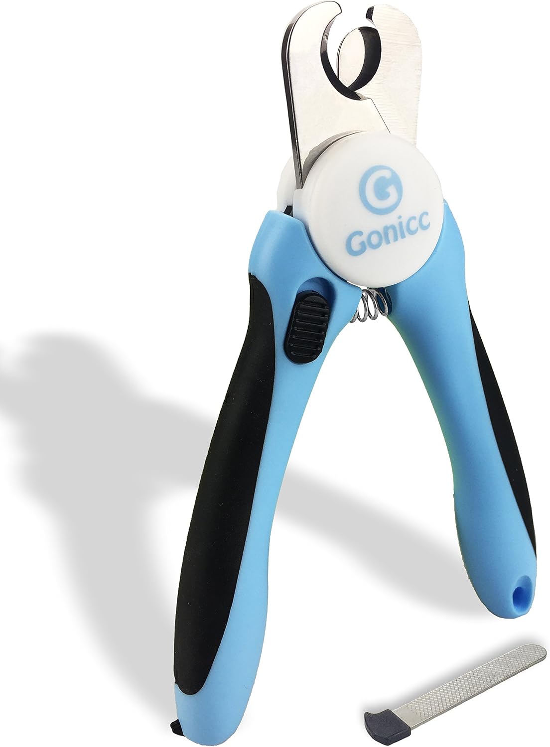 gonicc Pet Nail Clippers and Trimmer — For medium to small dogs and cats, blue, with file packaging