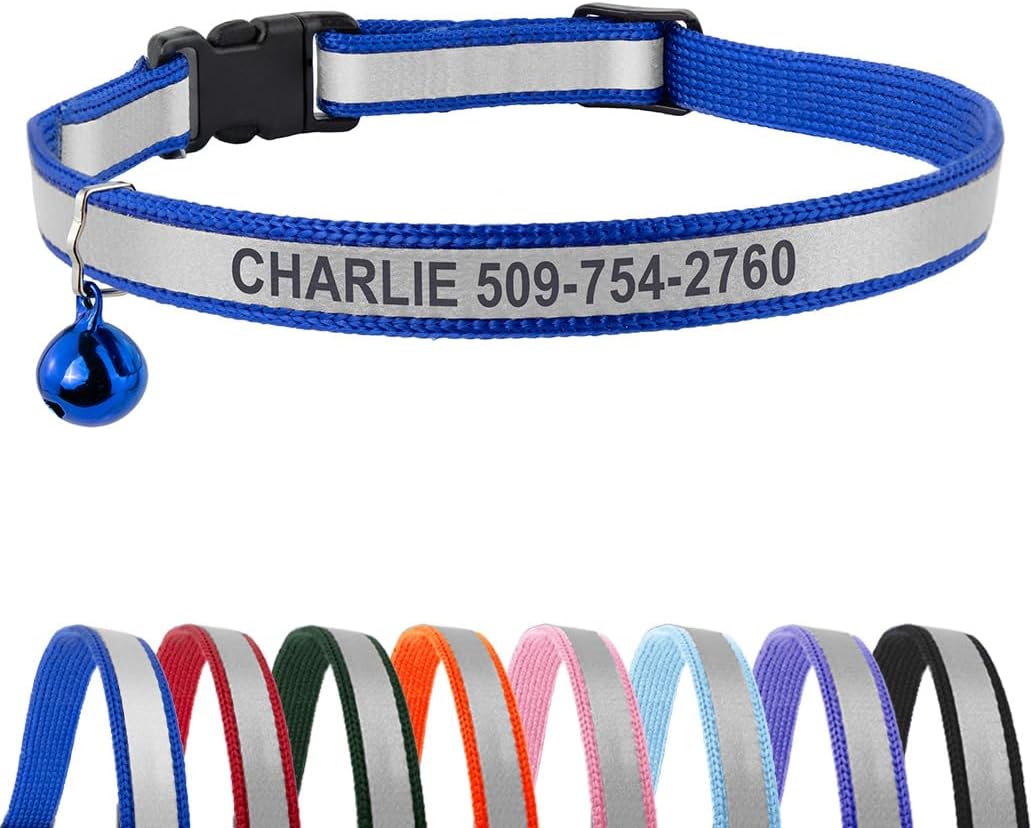 GoTags Personalized Reflective Cat Collar — Blue
