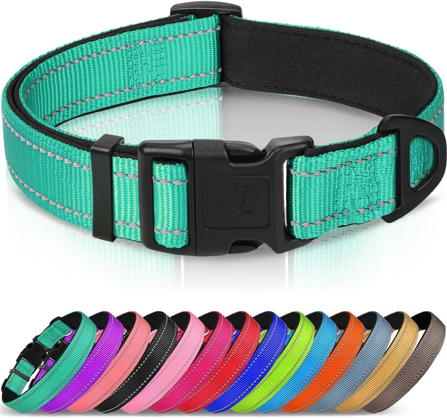 Joytale Reflective Dog Collar — Teal, Large