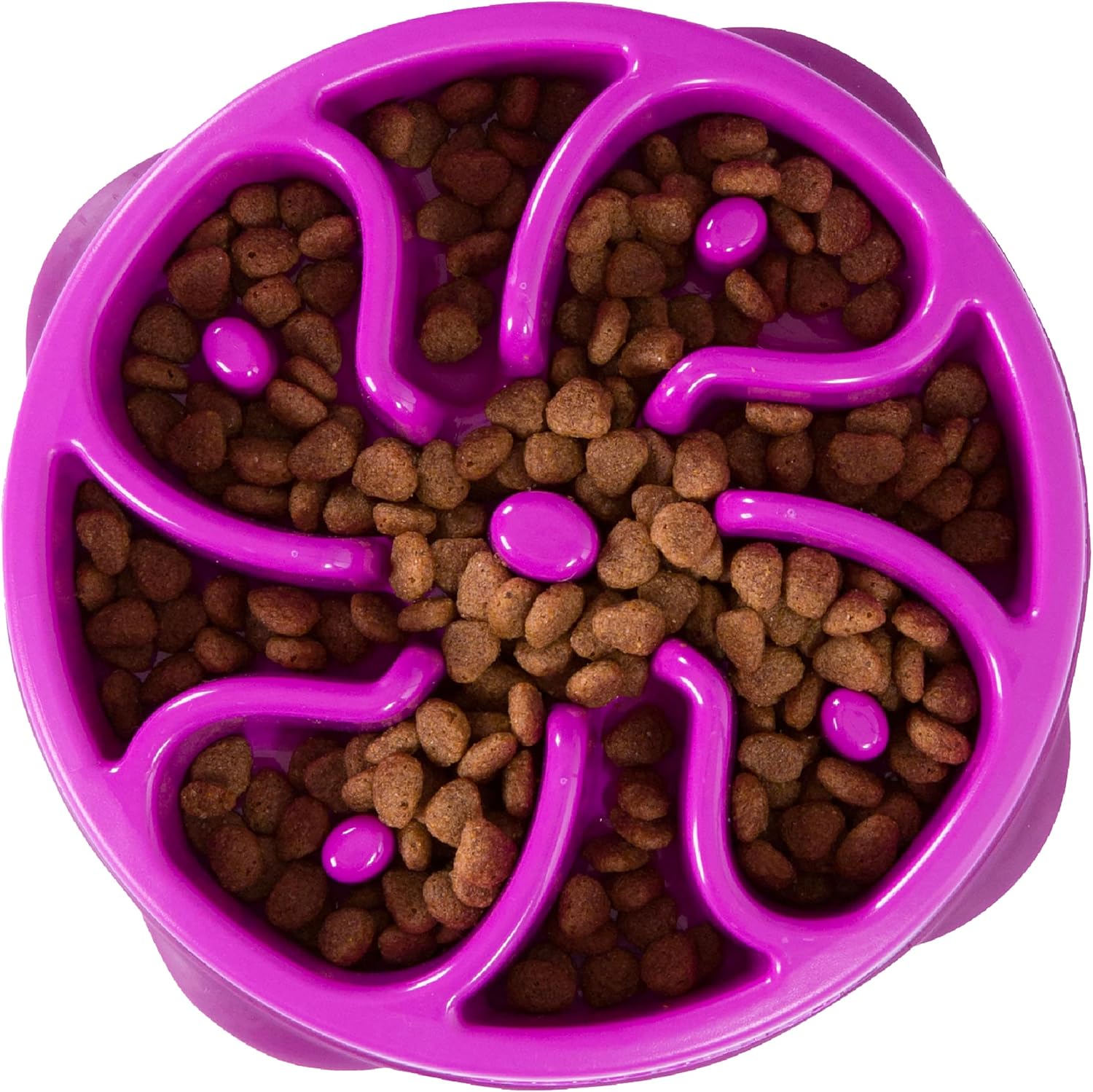 Outward Hound Fun Feeder Slo Bowl — Medium / mini, 2 cups, purple flower, 1 bowl packaging