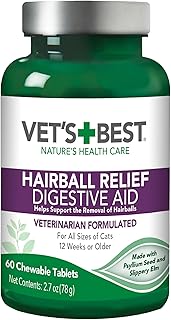 Vet's Best Cat Hairball Relief Chewable Tablets, Relief for Cats, 60 Count