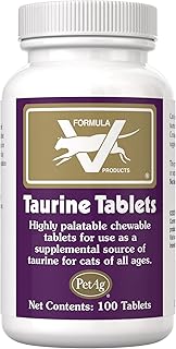 PetAg Taurine Tablets for Cats - 100 Tablets - Daily-Use, Chewable Supplement for Cats of All Ages