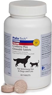 Cat & Dog UTI Treatment - Cranberry Supplement for Dogs&Cats 60 Chewable Tablets for Urinary Tract Infection & Bladder Stone Prevention, Canine Incontinence