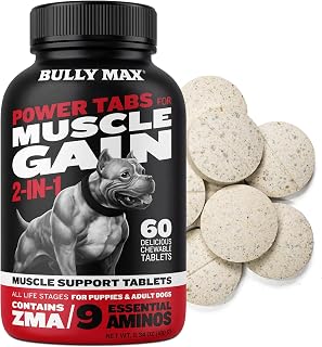 Bully Max Dog Muscle Builder Chewable Tablets - Vitamins & Supplements for Muscle Gain & Growth for Puppy & Adult Dogs - Vet-Recommended Dog Multivitamin for All Breeds & Ages, Made in USA - 60 Tabs