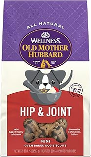 Wellness Old Mother Hubbard Hip & Joint Dog Biscuits, Natural Training Treats, Chicken, Apple, Oats, and Carrot Flavor, Mini Size, 20 oz Bag