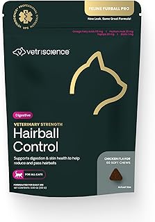 VetriScience Hairball Control for Cats, Chicken Flavor, 60 Chews