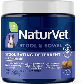 NaturVet Stool Eating Deterrent with Breath Aid for Dogs - 130 Soft Chews