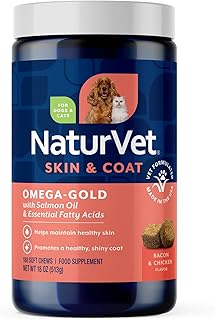 NaturVet Omega-Gold Plus Salmon Oil Skin Supplement for Pets - 180 Ct