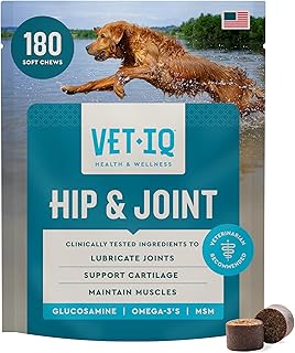 VetIQ Glucosamine Hip & Joint Chews for Dogs, MSM & Krill, 180 Count