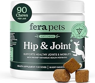 Fera Pets Hip & Joint Supplement for Dogs with Glucosamine, 90 Soft Chews