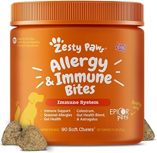 Zesty Paws Dog Allergy Chews - Dog Allergy Relief, Lamb, 90 Ct