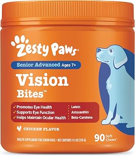 Zesty Paws Senior Dog Supplement - Eye & Vision Chews, Chicken, 90 Ct
