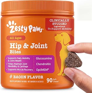 Zesty Paws Glucosamine for Dogs - Dog Joint Supplement, Bacon, 90 Ct