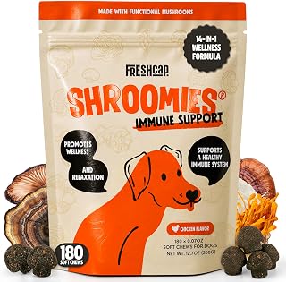 FreshCap Shroomies Mushroom Chews for Dogs - Dog Supplements, 180 Chews
