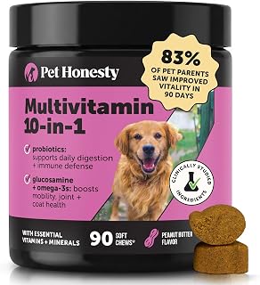 Pet Honesty Vet Recommended 10-in-1 Dog Multivitamin, 90 Ct, Peanut Butter