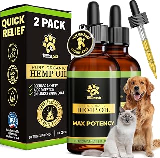 Billion Pets - Hemp Oil for Dogs and Cats - Helps with Anxiety, Pain, Stress, Sleep, Arthritis, Seizures Relief - Hip and Joint