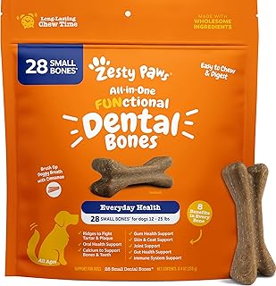 Zesty Paws Functional Dental Bones for Small Dogs - Plaque & Tartar Control