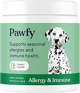 Pawfy Allergy & Immune Chews, 30 soft chews, turkey packaging