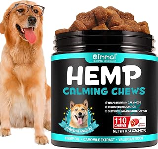 Dog Calming Treats - 110pc Hemp Calming Chews for Dogs - Dog Anxiety Relief & Stress - Puppy Training Treats for Storms Barking Separation - Cat Anxiety Relief (Bacon)