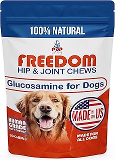 Pup Labs Freedom Joint Chews, Dog Glucosamine Packed with Super Nutrients, Delicious Hip and Joint Chews for Dogs, Pain Relief for Dog Joints to Keep Your Pup Happy and Active, Made in USA, 30 Chews