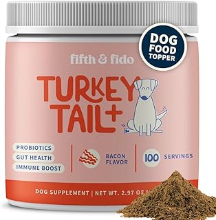 Fifth & Fido Turkey Tail Mushroom for Dogs 500mg + Probiotic Powder Bacon
