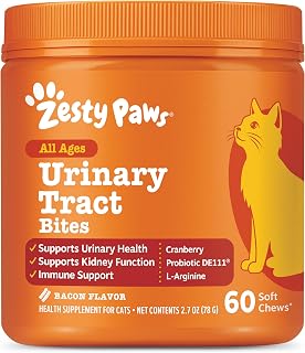 Zesty Paws Cranberry Urinary Tract Bites for Cats - Kidney & Urinary Tract Health - Soft Chews with D-Mannose, Vitamin B6 & L-Arginine - Immune & Gut