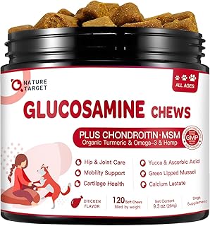 NATURE TARGET Glucosamine for Dogs, 120 Soft Chews, Chicken Flavor