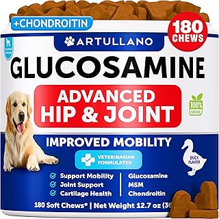 Glucosamine for Dogs - 180 Chews - Glucosamine Chondroitin for Dogs w/Hemp