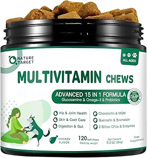 NATURE TARGET Multivitamin for Dogs, 120 Soft Chews, Chicken Flavor