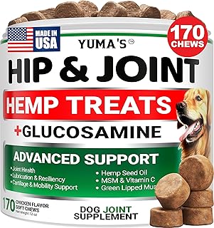 Hemp Hip and Joint Supplement for Dogs - 170 Chews - Glucosamine for Dogs