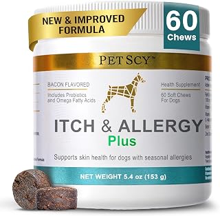 PetScy Itch & Allergy Plus Dog Allergy Chews for Itchy Skin, Ears & Paws