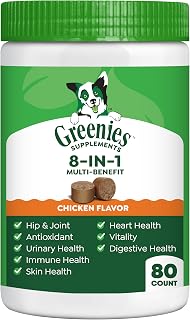 Greenies Supplements 8-in-1 Multi-Benefit Soft Dog Chews, Chicken, 80 Count